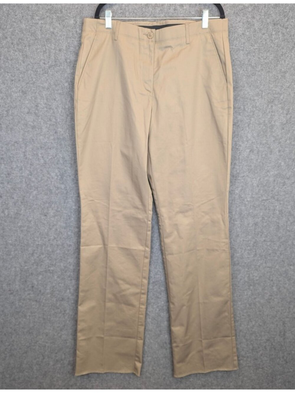 Lands End Womens Size 14 Straight Leg Chino Pants Khaki Tan Coffee Unhemmed NWT